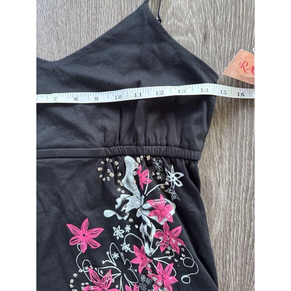 Y2K 2008 NWT Floral Rhinestone Milkmaid Tank size XL - Picture 7 of 9